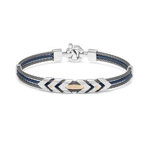 BARAKA Men's BR312711ROAC190002 Rose Gold Black Blue PVD White Diamonds Bracelet